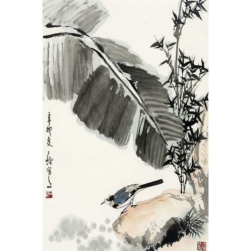 竹石蓝鹊